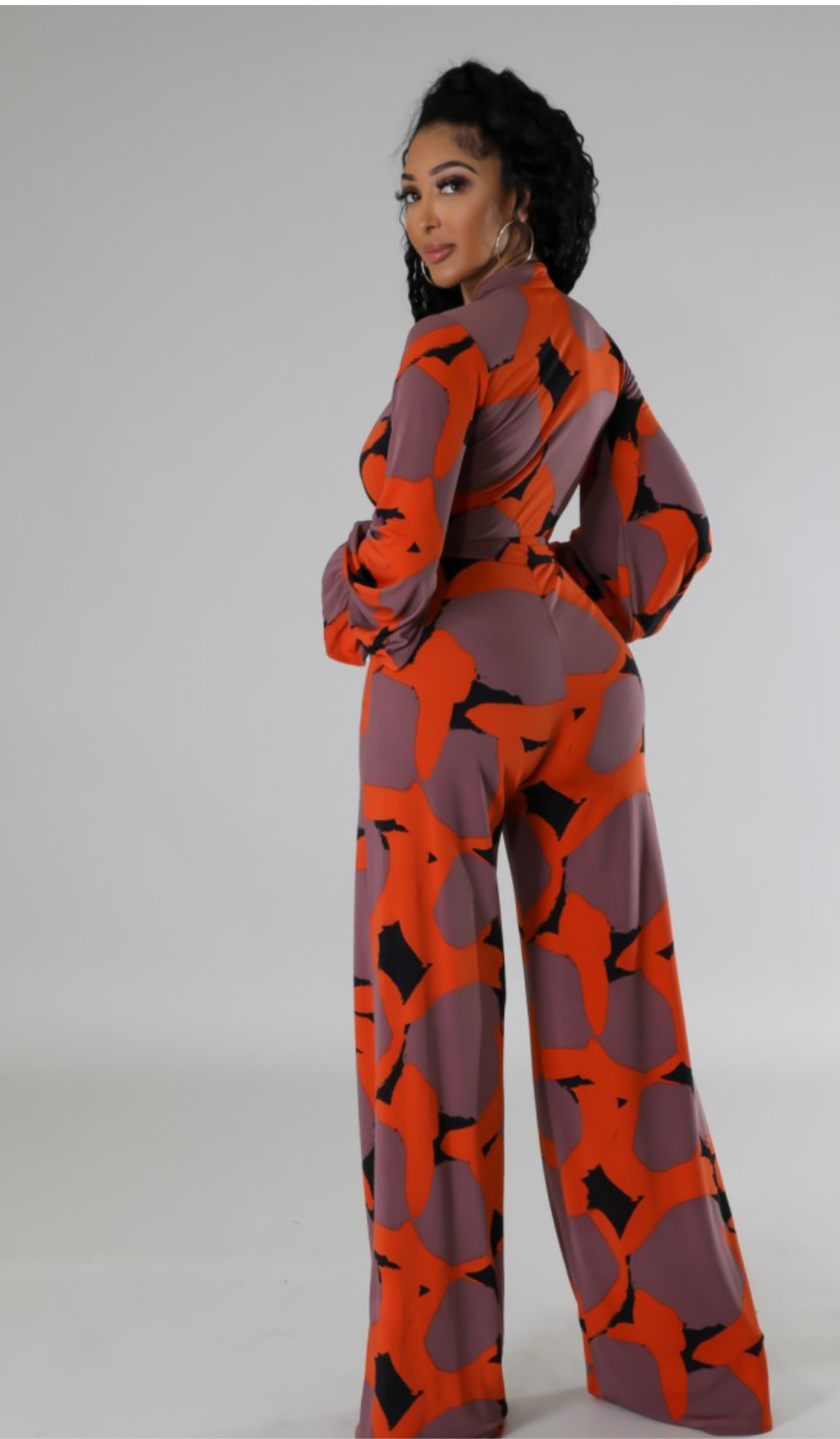 Red long sleeve Jumpsuit Abstract