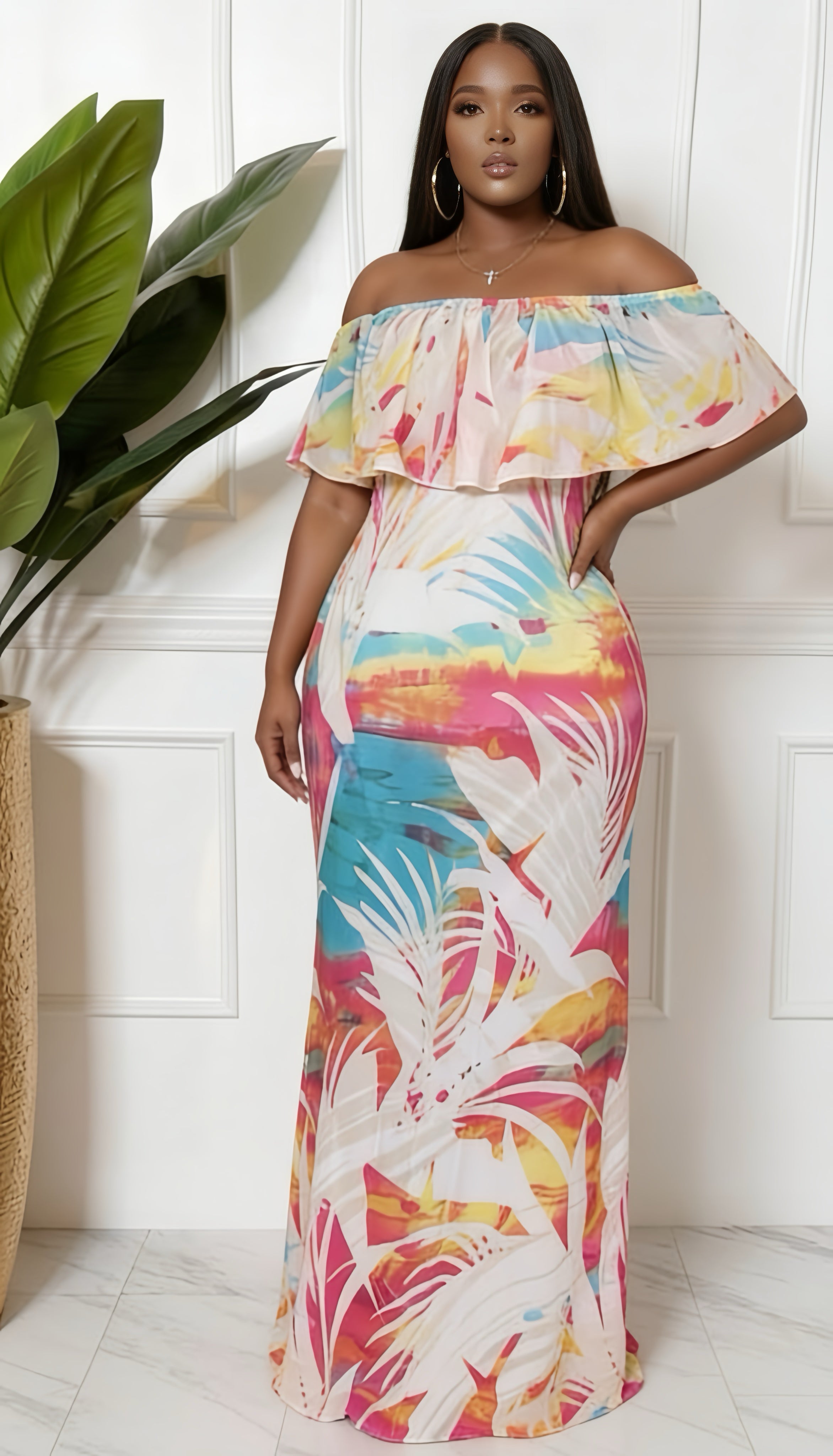 Hawaiian color Maxi Dress