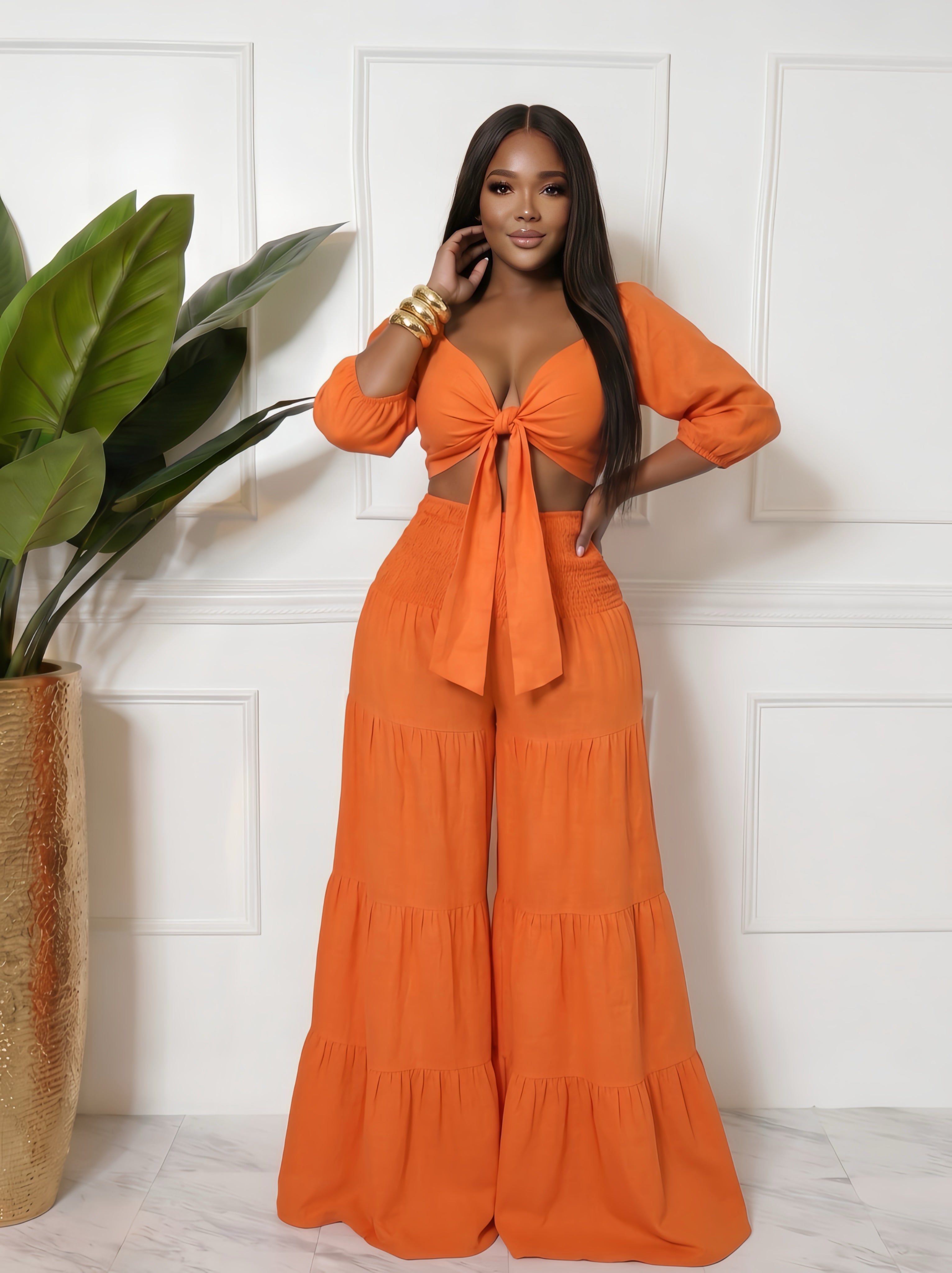 Sunset Tie-Front Wide-Leg Set