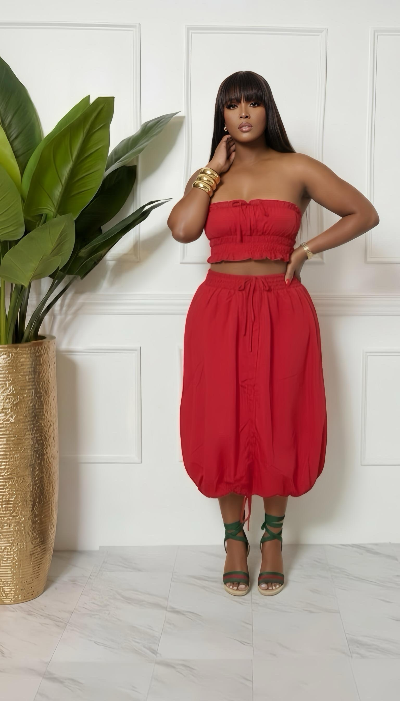 Red skirt set
