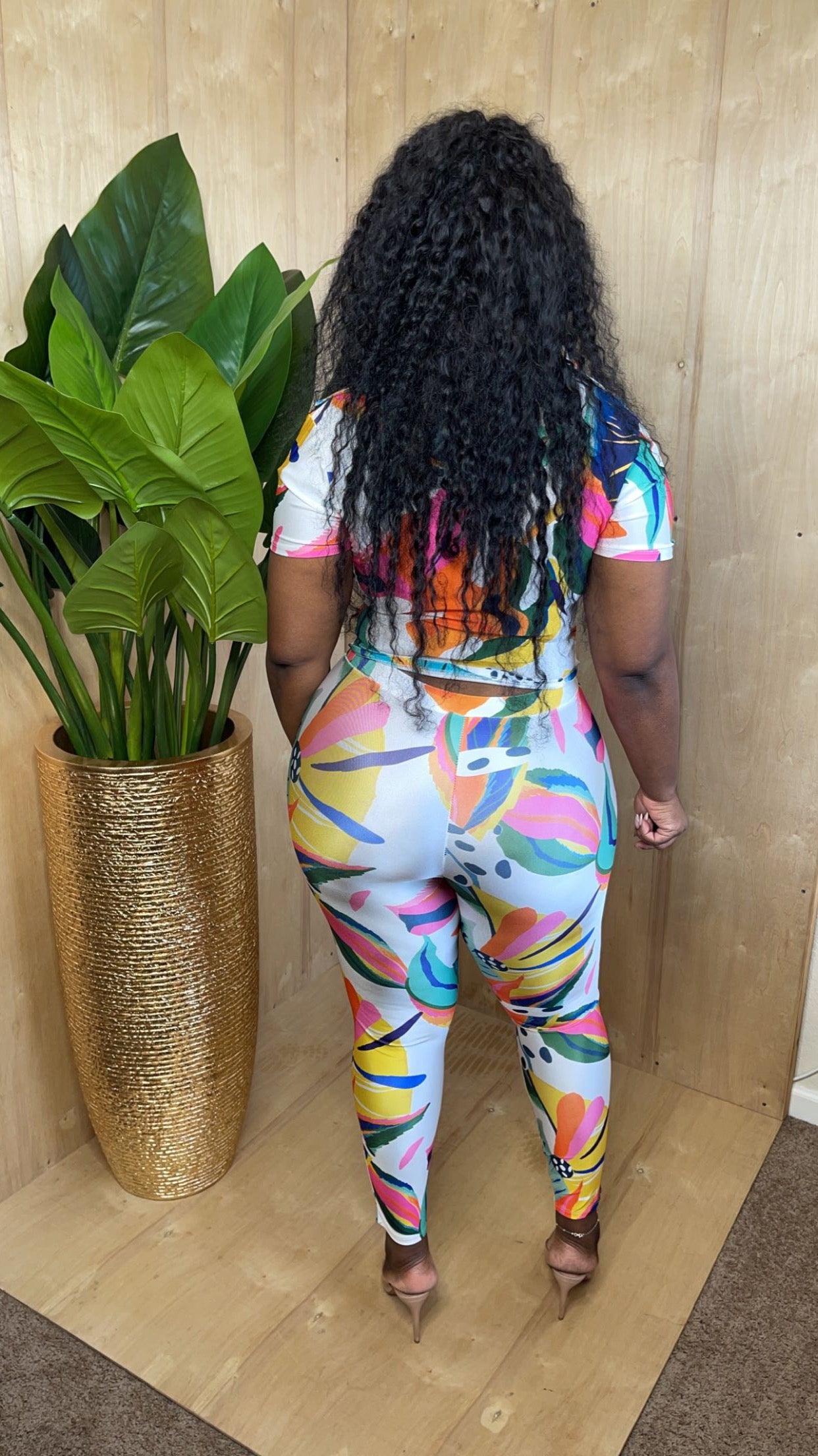 Tropical colored legging set with crop top
