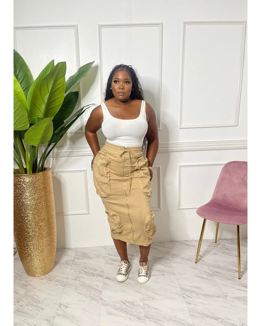 Stretchy Cargo Skirt With Pockets