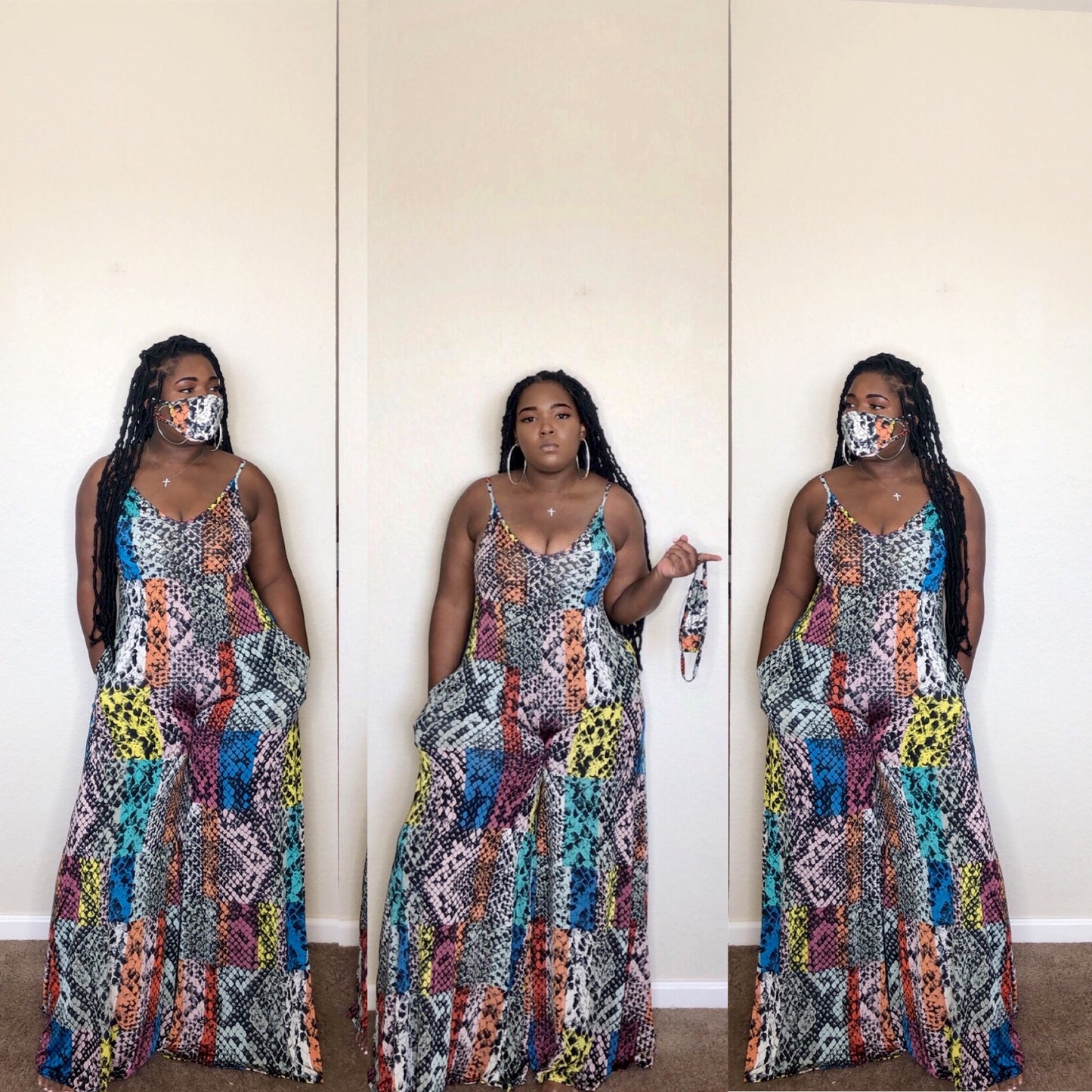 Snakeskin colorful Jumpsuit with pockets