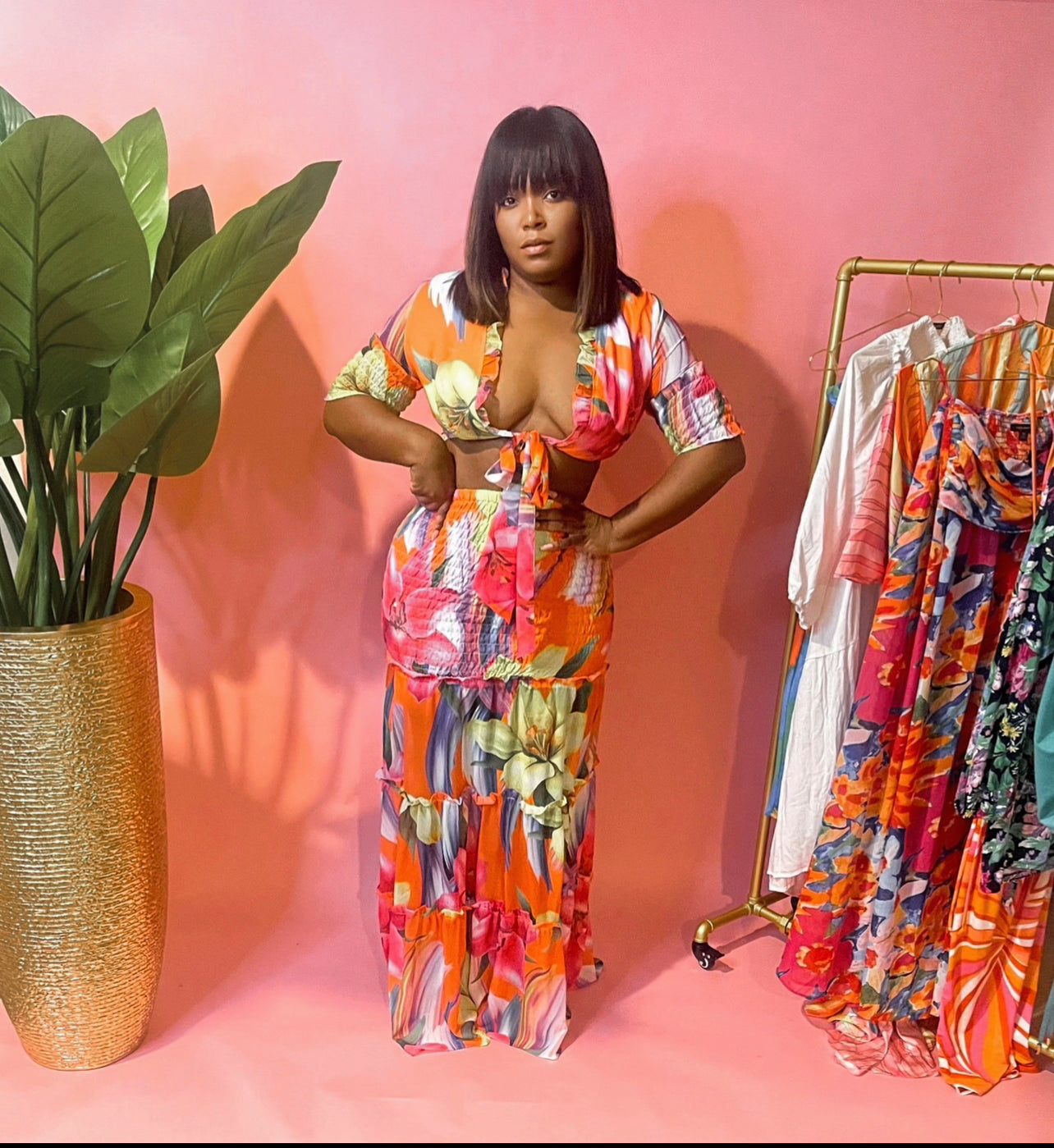 Botanical maxi skirt set