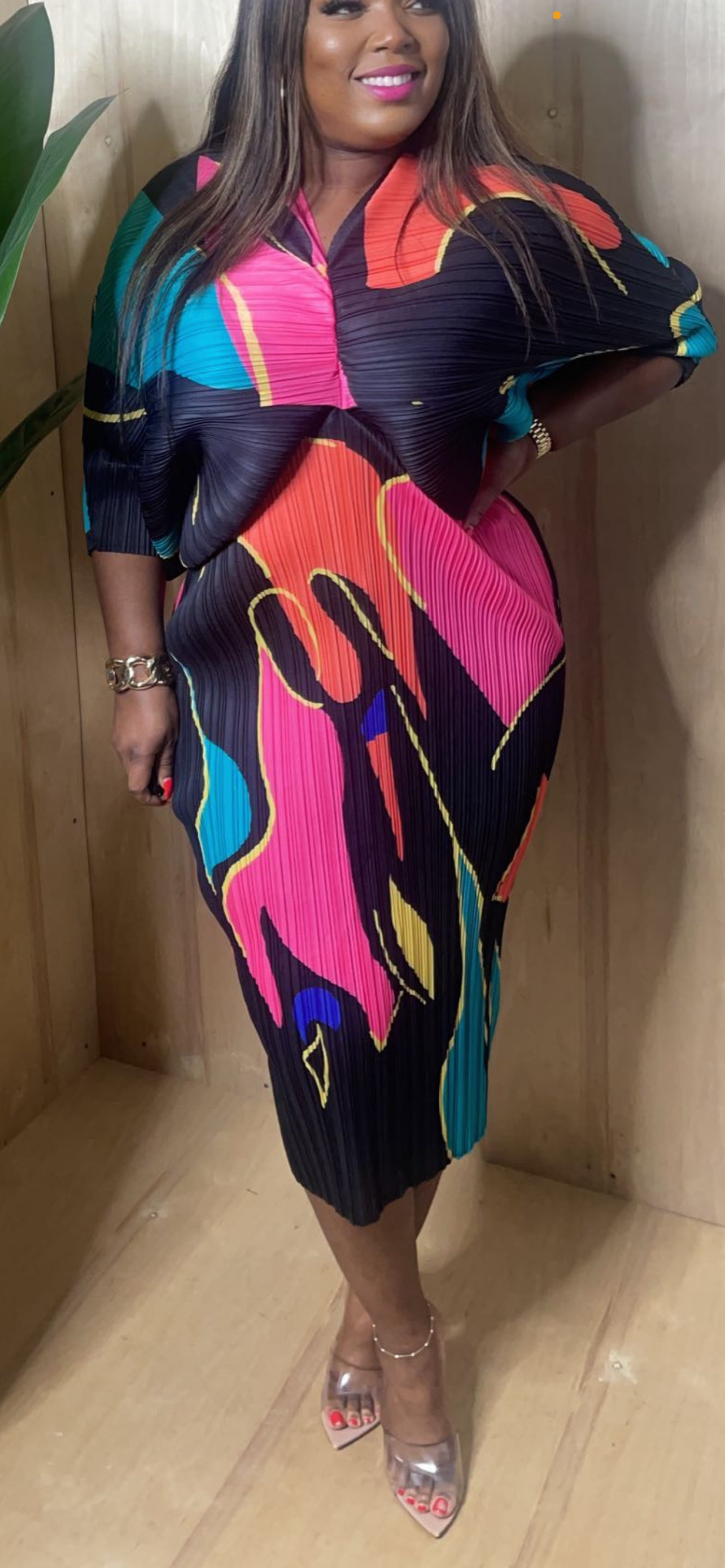 Abstract Colorful oversized midi dress