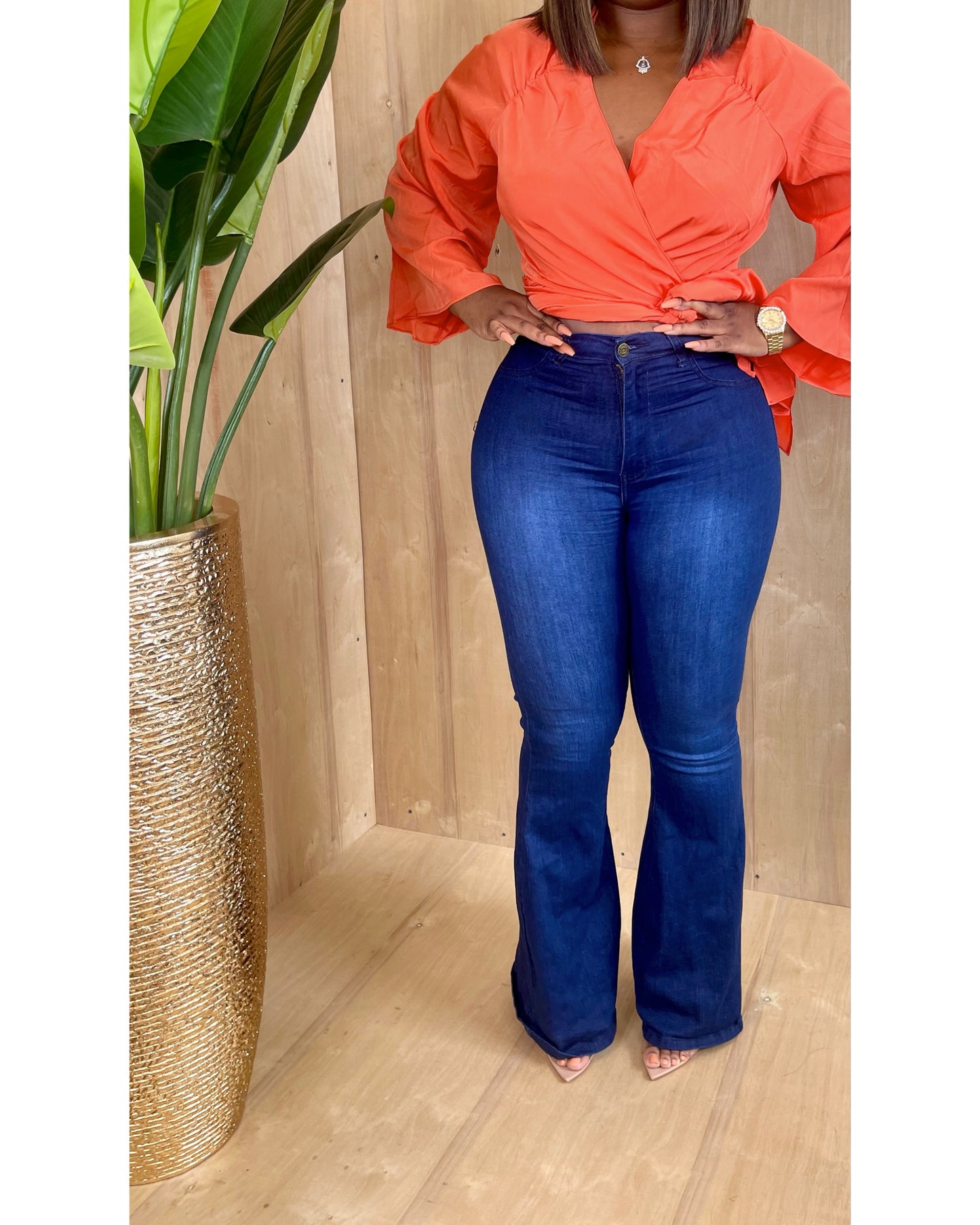 High Waist Stretch Wideleg Jeans