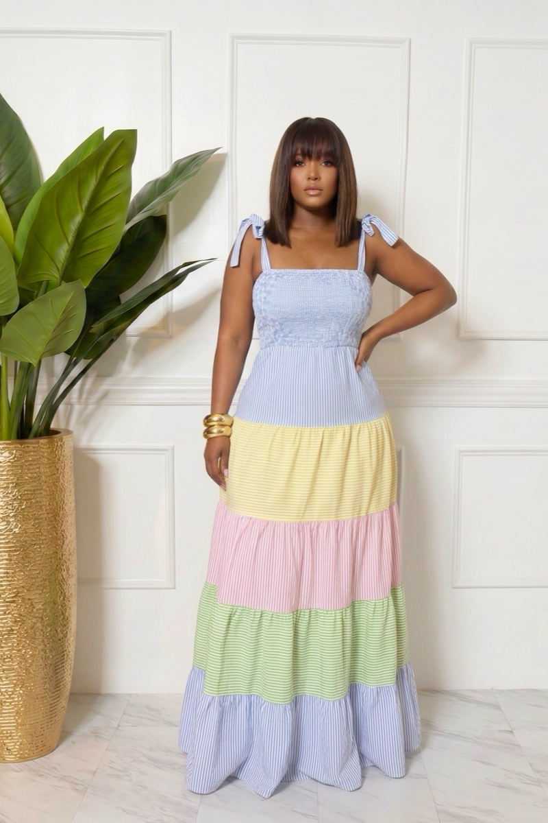 Stripe maxi dress babydoll maxi dress