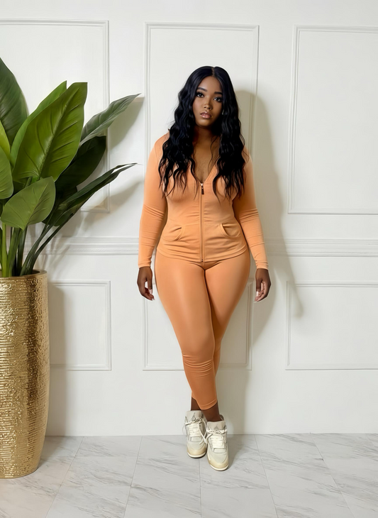 Coral tracksuit with hoodie