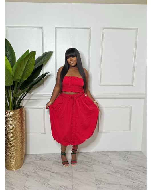 Red skirt set