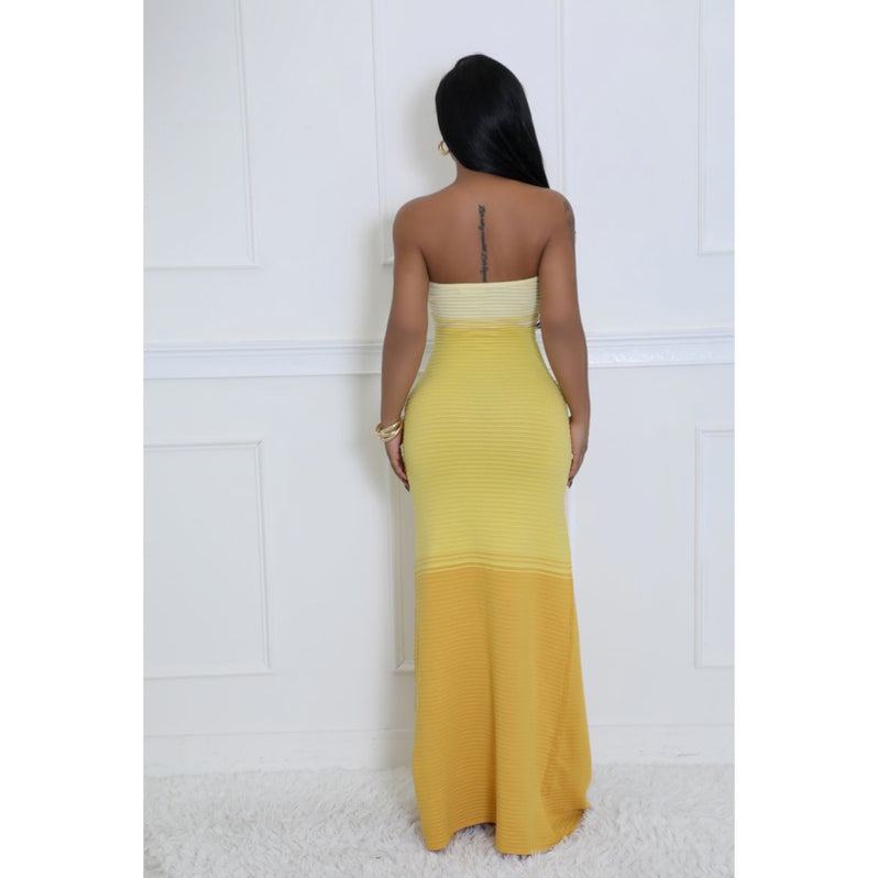 Yellow and mustard maxi tube dress