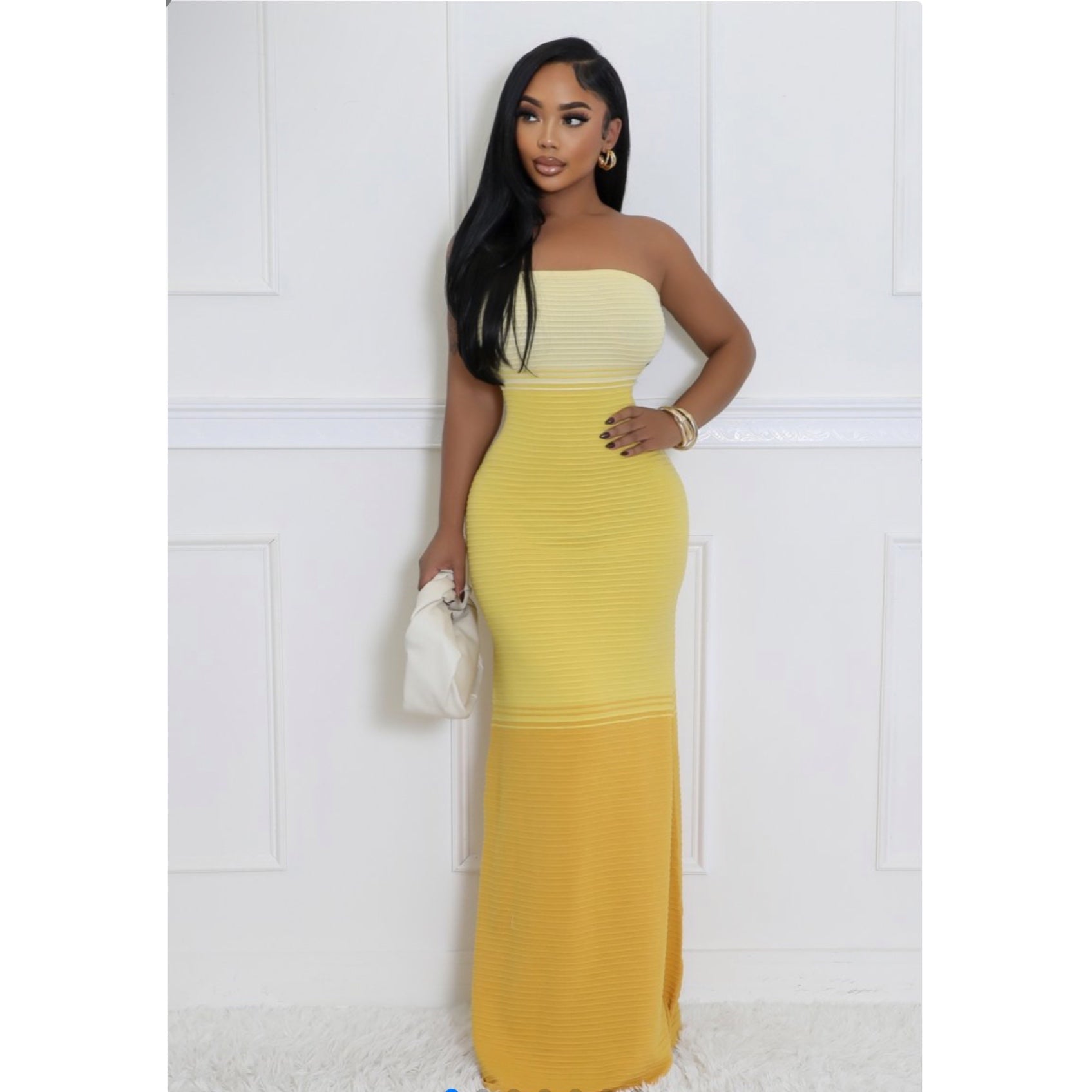 Yellow and mustard maxi tube dress