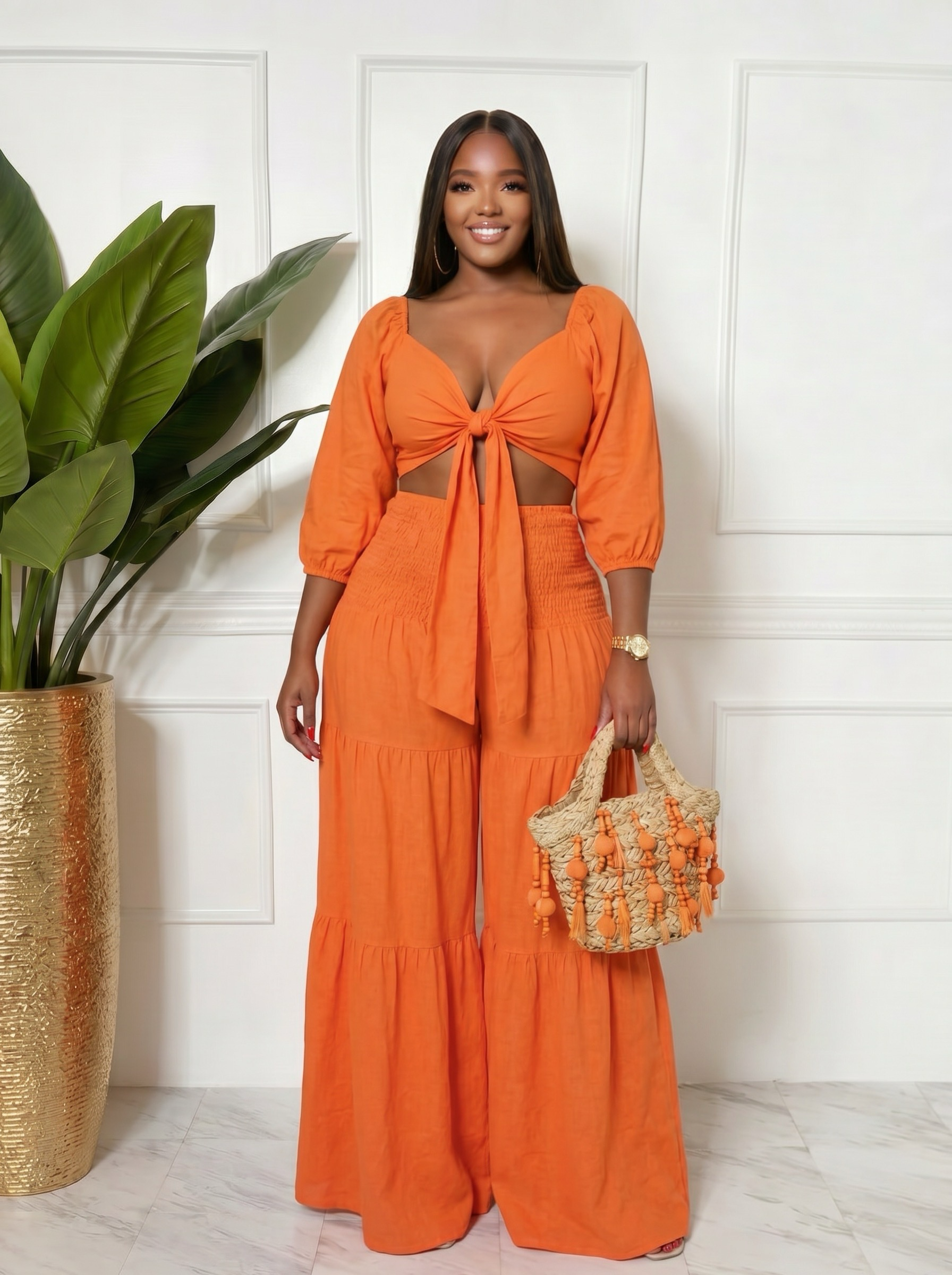 Sunset Tie-Front Wide-Leg Set