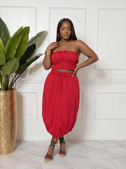 Red skirt set