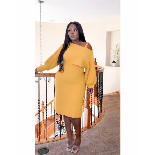 Mustard two piece sweater dress