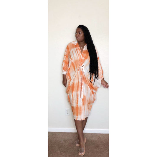 Oversize orange tie dye dress