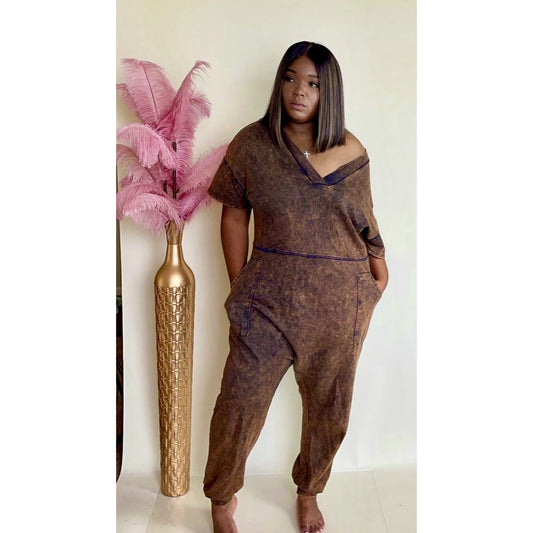 Brown acid washed Oversized Jumper