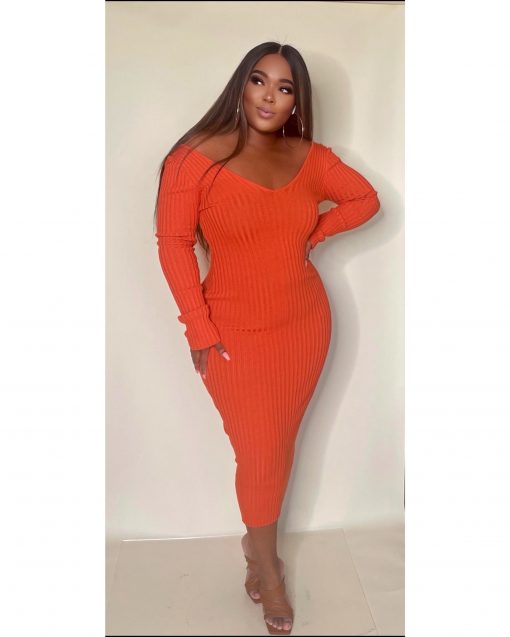 Slay day off the shoulder long sleeve midi dress