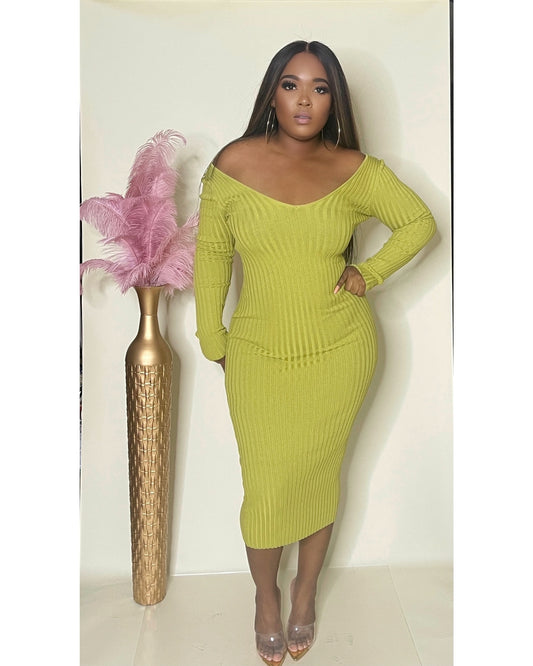 Slay day off the shoulder long sleeve midi dress