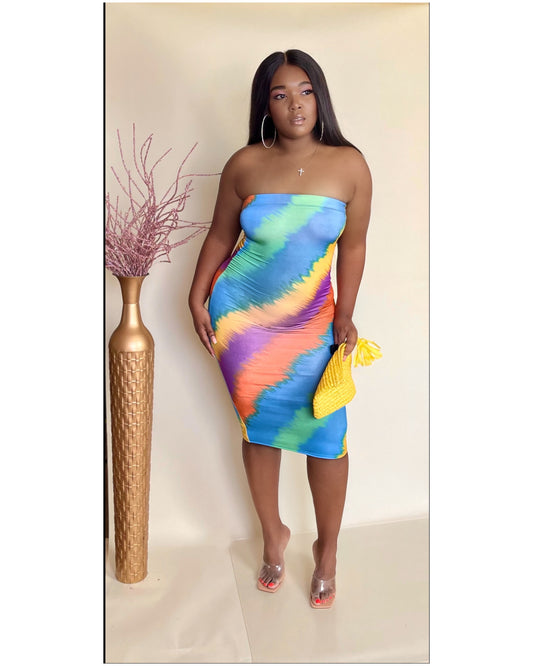 Colorful pastel tube dress