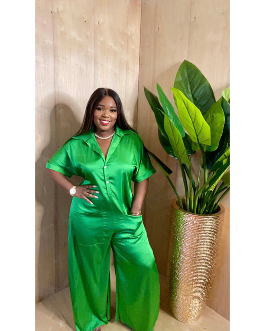 Sleek me Green wide leg jumpsuit