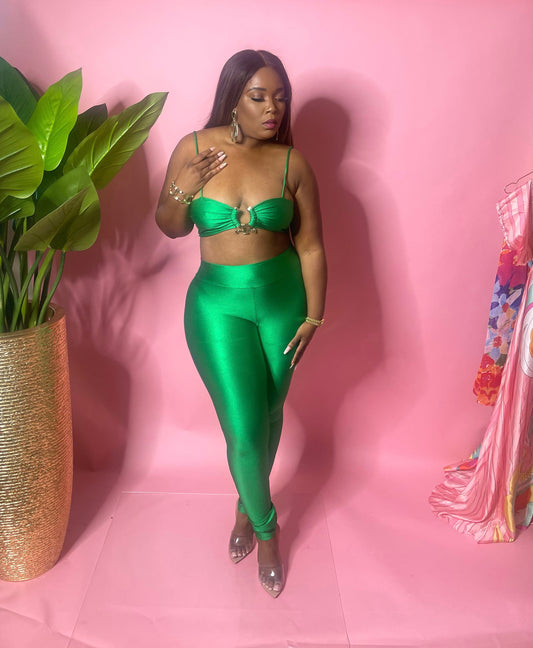 Green high waisted legging set