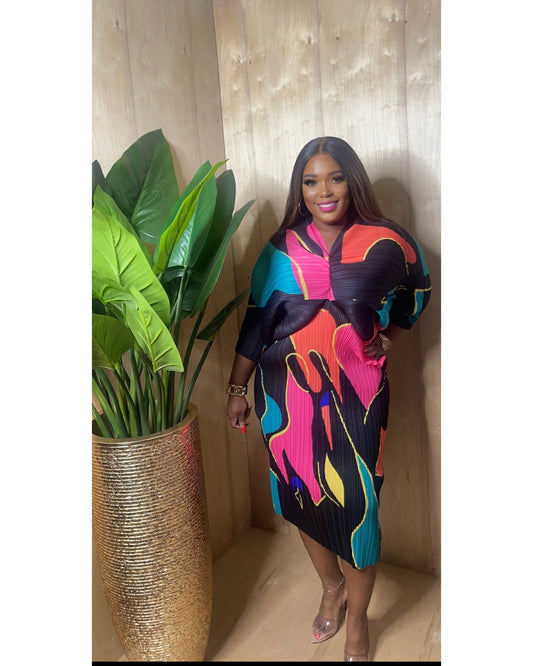 Abstract Colorful oversized midi dress
