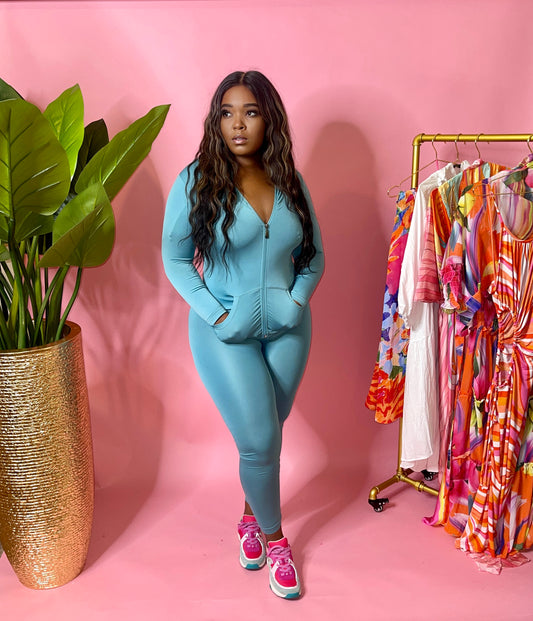 Blue tracksuit with hoodie